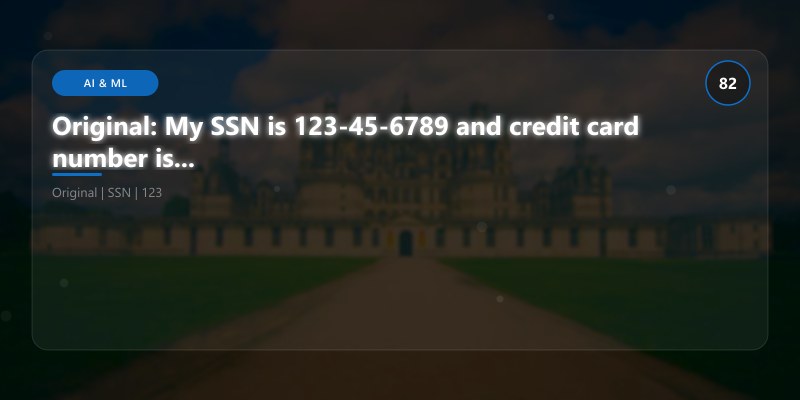 Original: My SSN is 123-45-6789 and credit card number is 4111-1111-1111-1111...