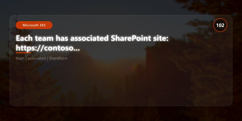 Each team has associated SharePoint site: https://contoso.sharepoint.com/sites/<team-name>