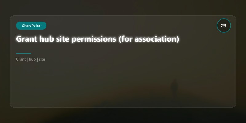 Grant hub site permissions (for association)