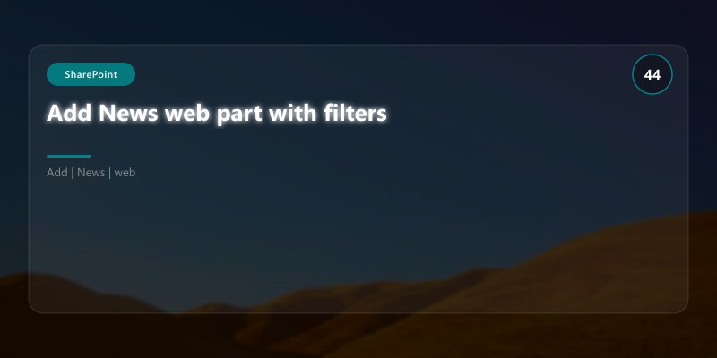 Add News web part with filters
