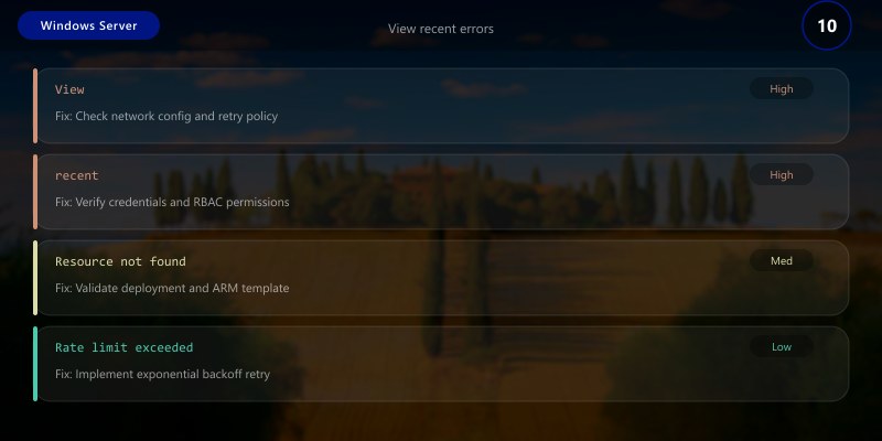 View recent errors