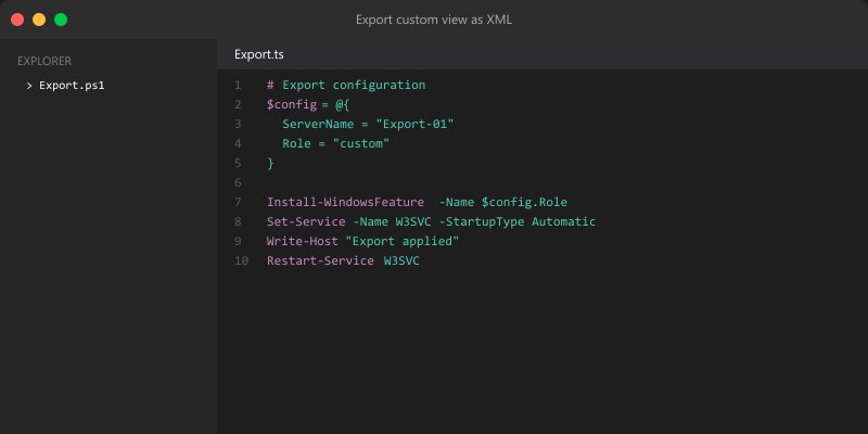 Export custom view as XML