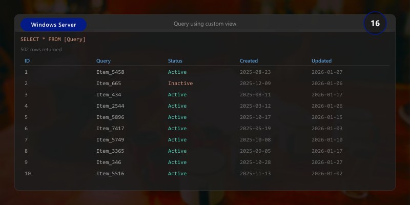 Query using custom view