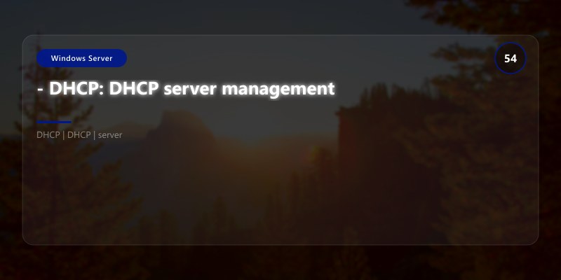 - DHCP: DHCP server management